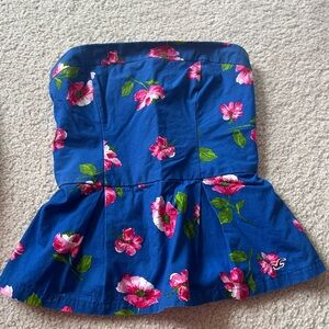 Hollister Floral Strapless Peplum Top NEVER WORN NEW